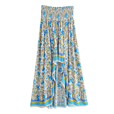 WickedAF Blue / S Daru High Waist Floral Skirt