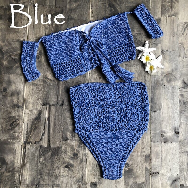 WickedAF Blue / S Sheena Knitted Bikini Set