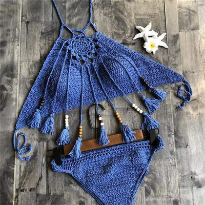 WickedAF Blue / S Tiki Tassel Bikini Set (7 colors)