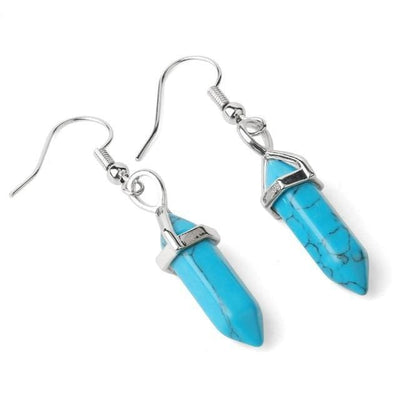 WickedAF Blue Turquoise Hexagonal Natural Stone Earrings