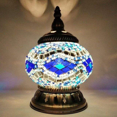 WickedAF blue-white / US plug Mini Table Mosaic Lamp