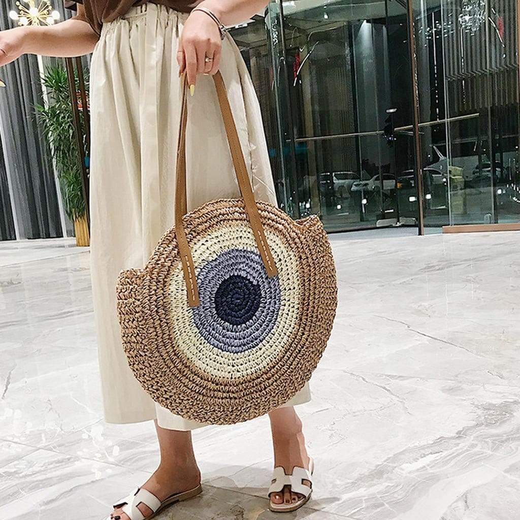 Saydy Straw Bags for Women Straw Shoulder Bag Handbags for Women Color Splicing Woven Beach Tote Natural Chic Summer Beach Tote Beige