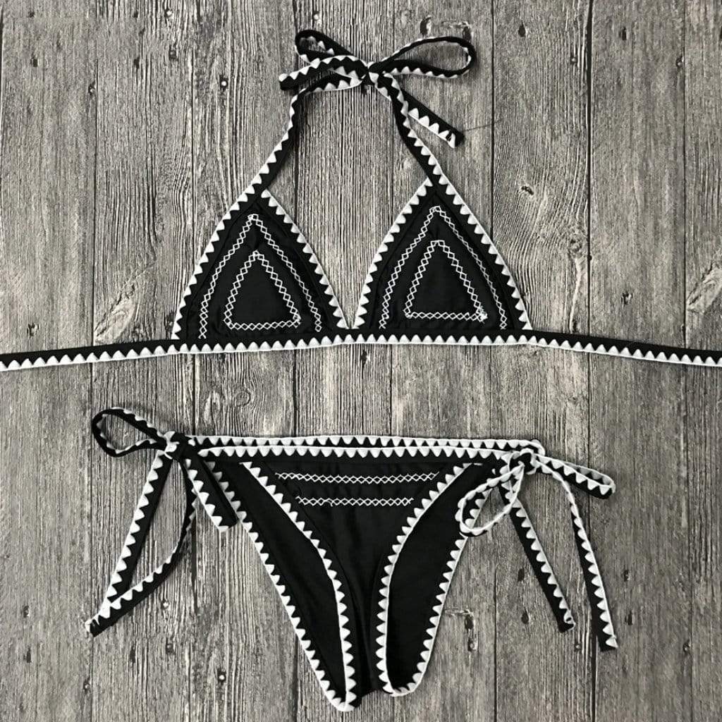 WickedAF Boho Knitted Triangle Cup Bikini Set
