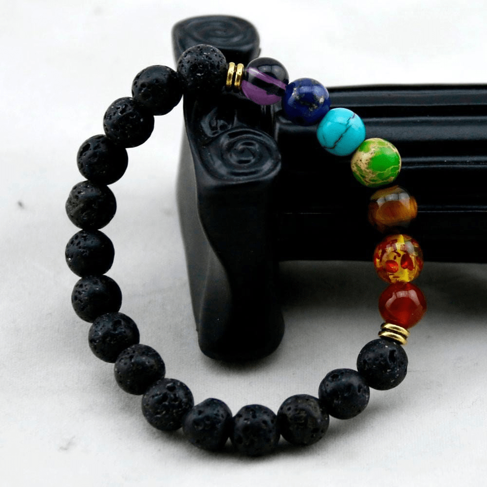 Chakra Healing and Balancing Lava Stone Bracelet - wickedafstore