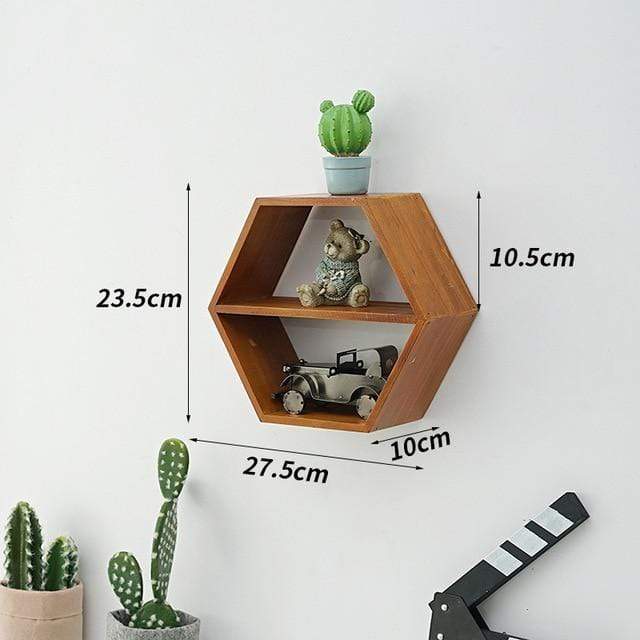 Hexagon Shaped Wooden Shelf - wickedafstore