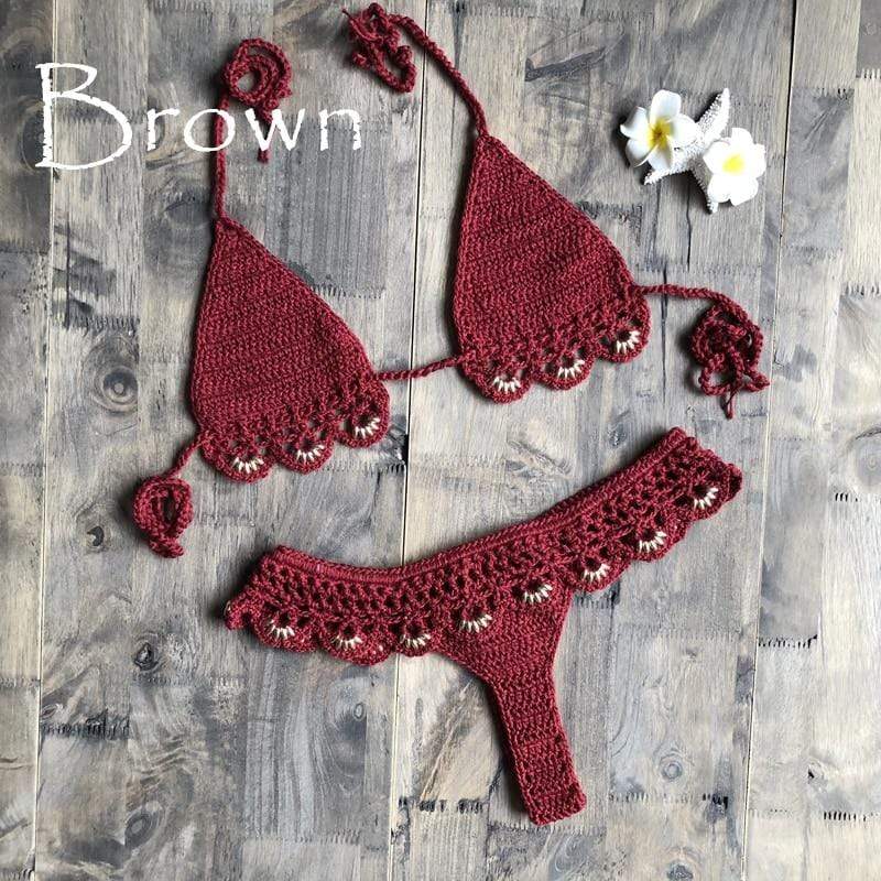 WickedAF Brown / M Viviana Crochet Bikini Set