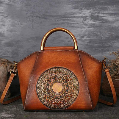 Mandala Embossed Leather Bag - wickedafstore