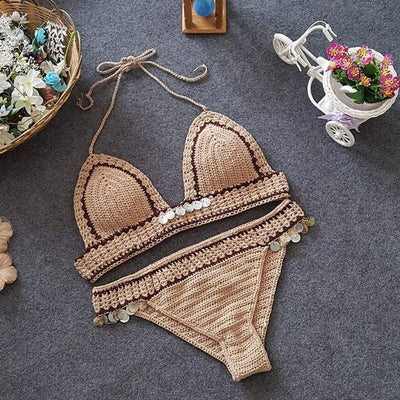 WickedAF Brown / S Clementine Knitted Bikini Set