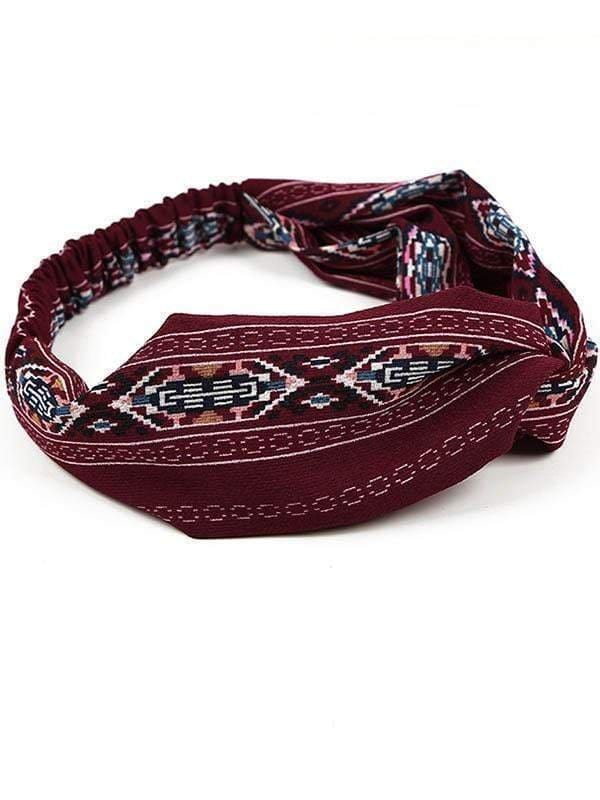 WickedAF Burgundy Bohemian Elastic Headband