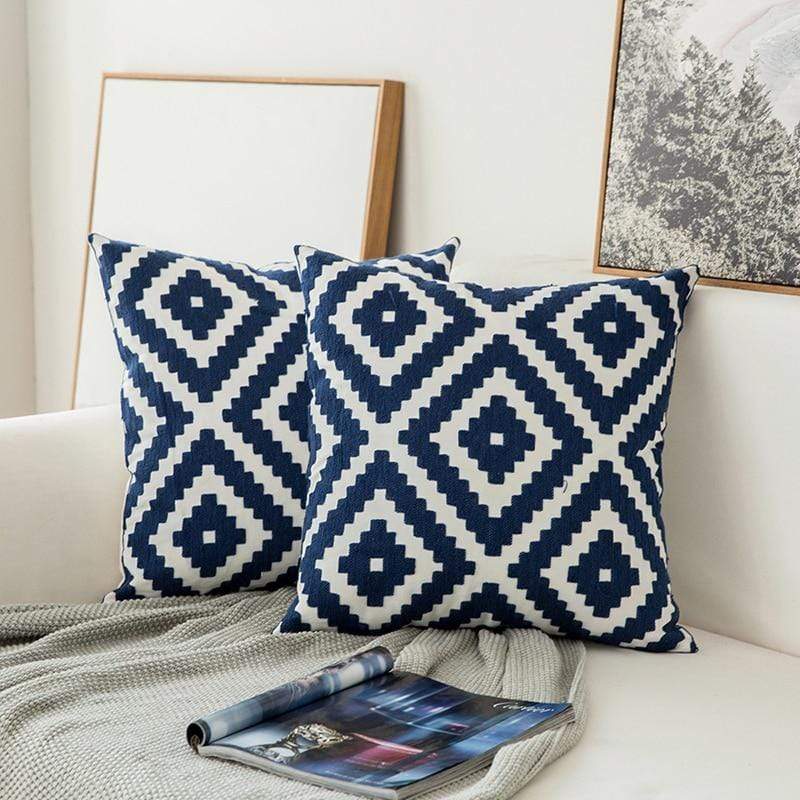 WickedAF C Blue and White Geometric Cushion Covers