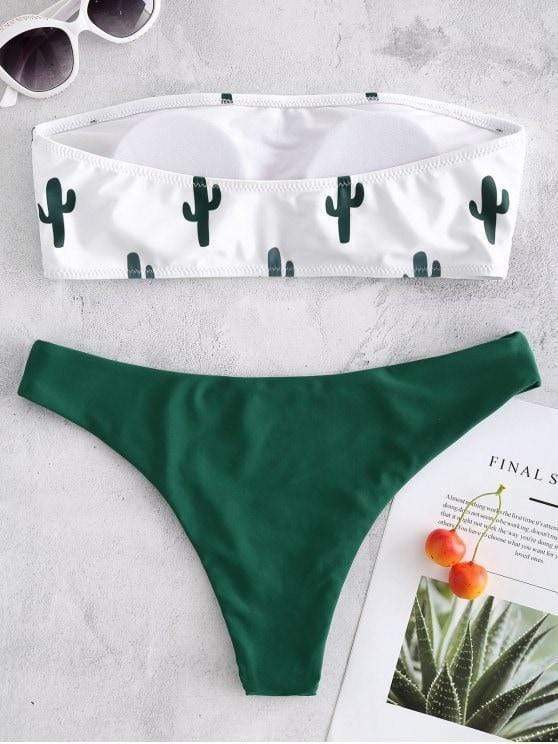 Cactus Print Bandeau Bikini