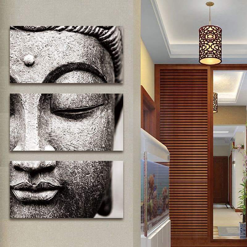 WickedAF canvas painting Black and White Buddha Wall Art 3 Pcs Canvas Print