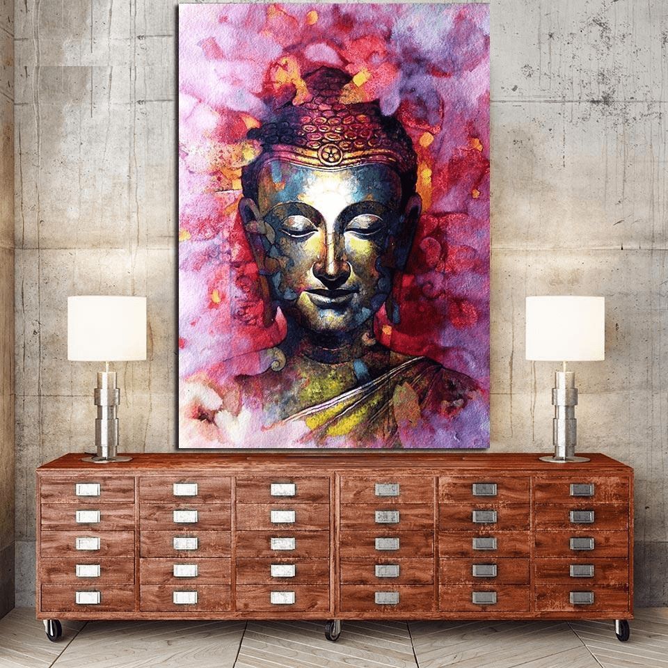 Color Splash Feng Shui Buddha Painting Canvas - wickedafstore