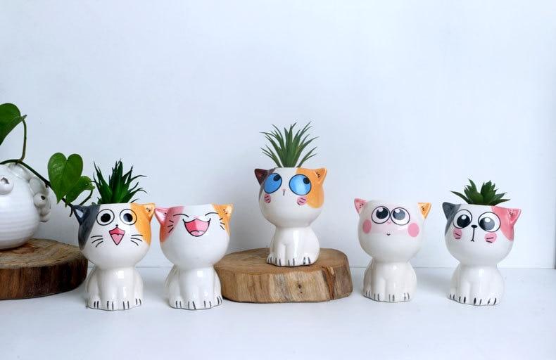 WickedAF Cartoon Cat Flower Pots