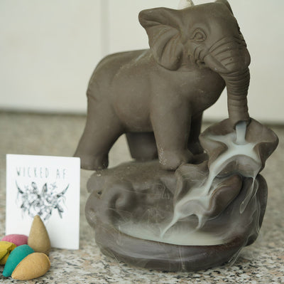 WickedAF Ceramic Elephant Backflow Incense Burner