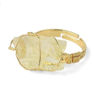 WickedAF Citrine Natural Crystal Wire Wrapped Ring