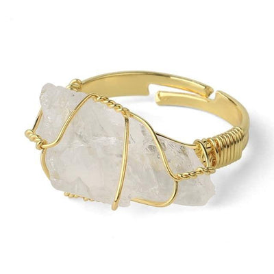 WickedAF Clear Crystal Natural Crystal Wire Wrapped Ring