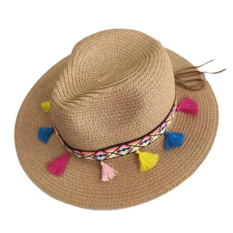 WickedAF Colored Tassels Straw Hat