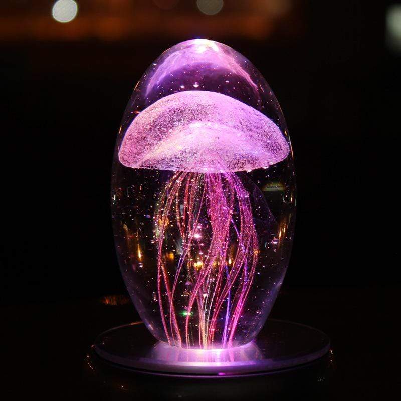 WickedAF crystal glass Pink Glow Jellyfish Crystal Glass Decor
