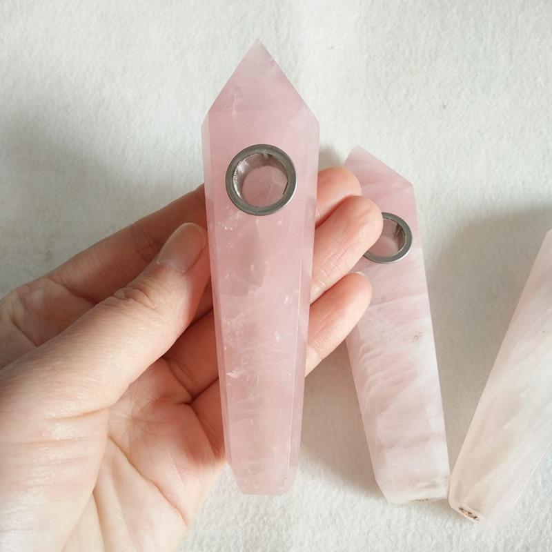 WickedAF crystal pipe rose quartz Rose Quartz Crystal Pipe