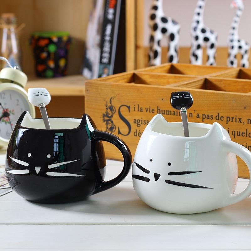 Cute Cat Coffee Mug With Spoon