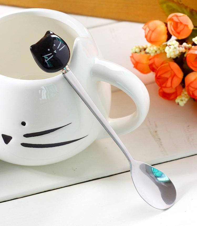 Cute Cat Coffee Mug With Spoon - wickedafstore