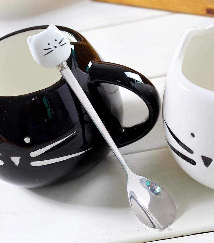 Cute Cat Coffee Mug With Spoon - wickedafstore