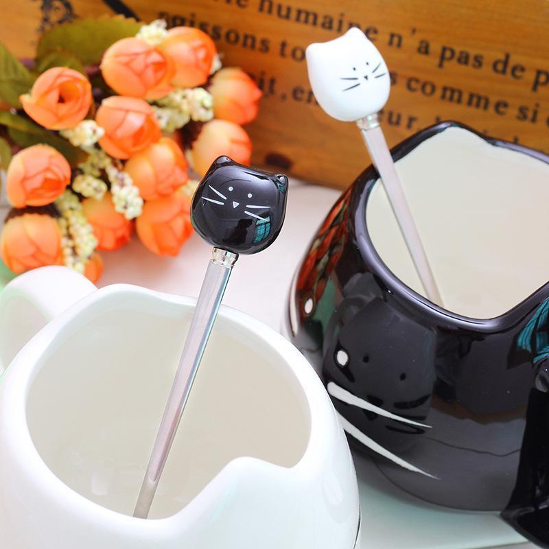 Cute Cat Coffee Mug With Spoon - wickedafstore