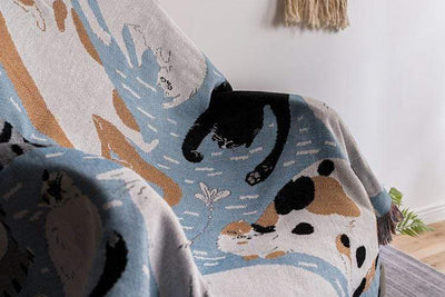 WickedAF Cute Cats Throw Blanket