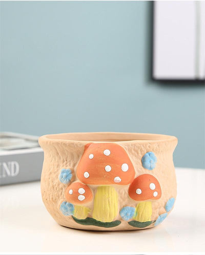 WickedAF Cute Mushrooms Planter Pot