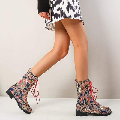 WickedAF Dalila Lace-up Colorful Boots