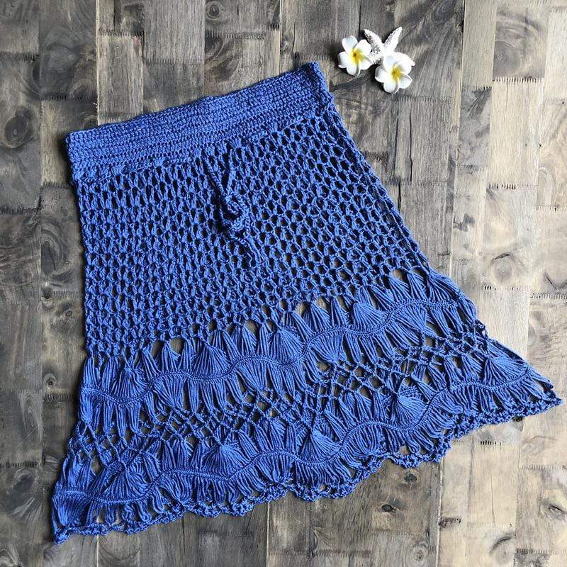 WickedAF Dark Blue / One Size Hand Woven Boho Mini Skirt