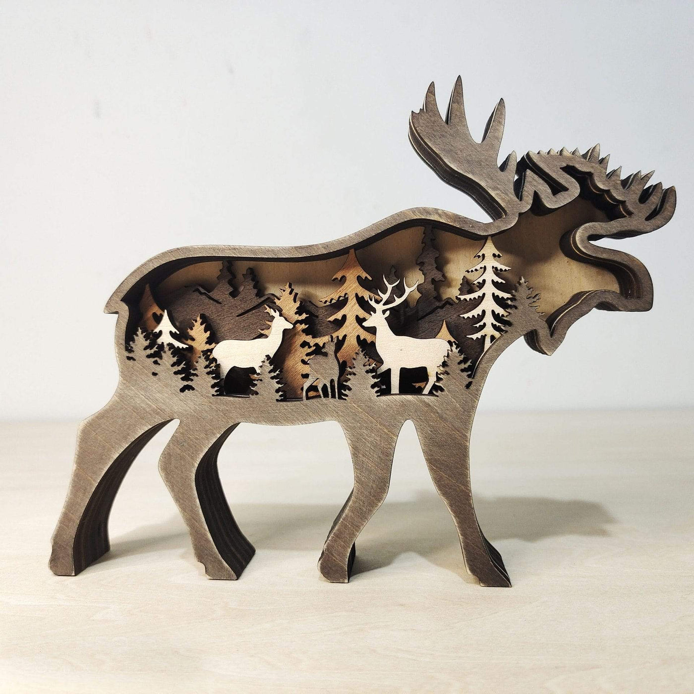 WickedAF Deer Wooden Wild Animals Decor Figurines