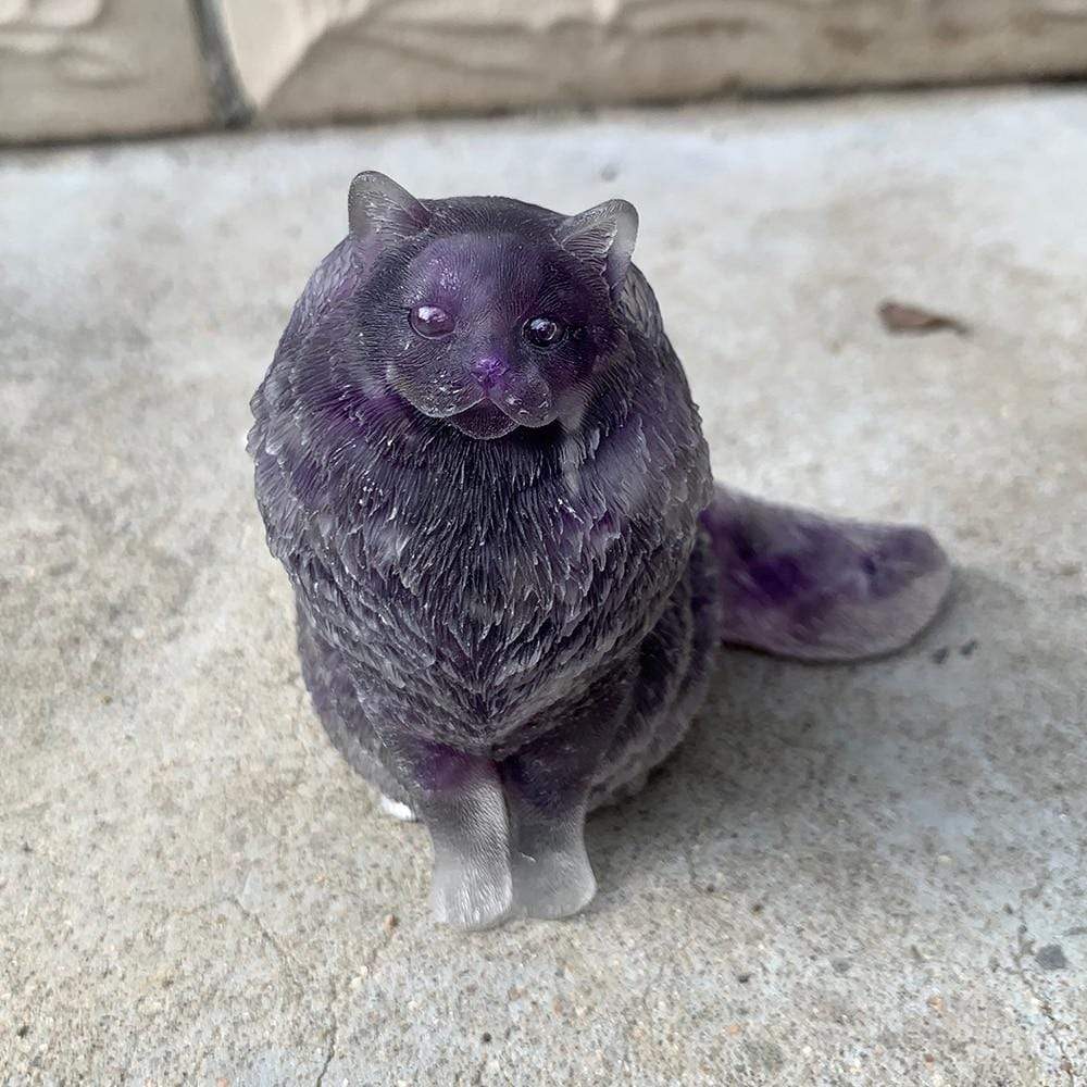 WickedAF Dream amethyst Natural Crystal Lady Cat Carving
