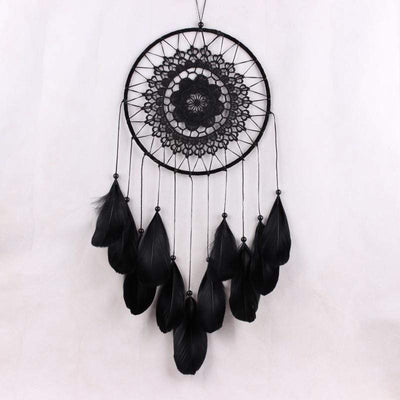 Handmade Black Feather Lace Indian Dream Catcher