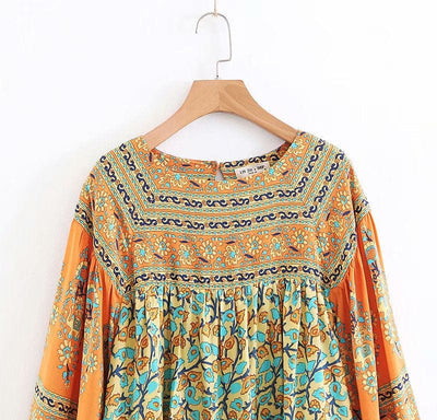 WickedAF Dusty Yellow Turquoise Dreams Blouse