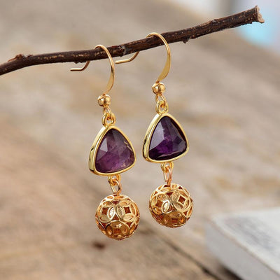 WickedAF earrings Amethyst Gold Charm Earrings