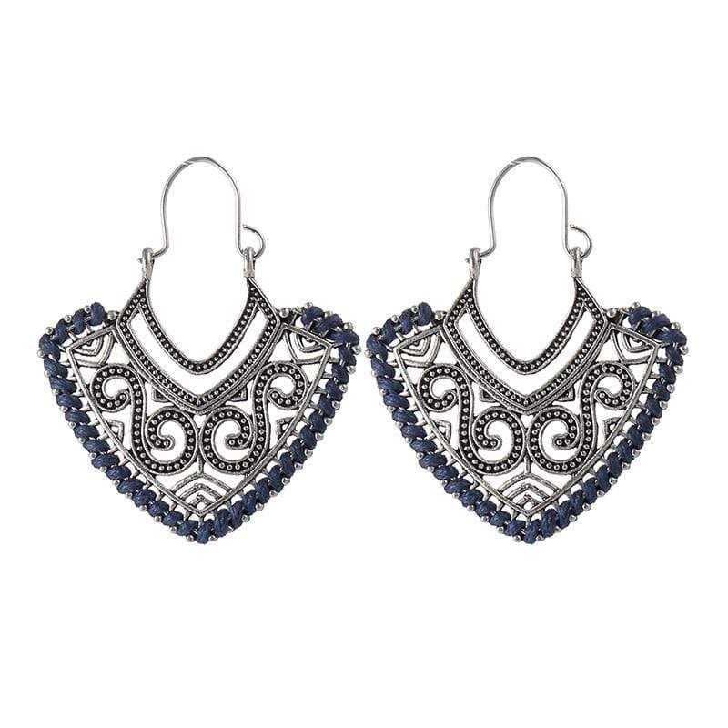 WickedAF earrings Blue Ethnic Design Silver Earrings