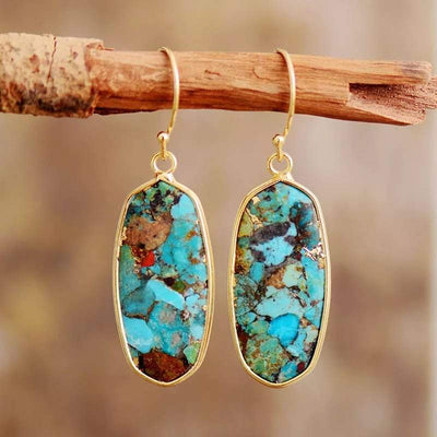 WickedAF earrings Gold Turquoise Natural Stone Earrings