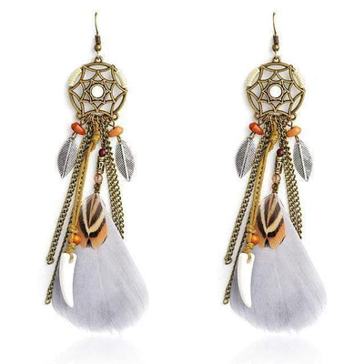 Hippie Feather Dreamcatcher Earrings