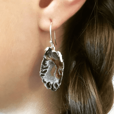 Natural Druzy Dangle Earrings