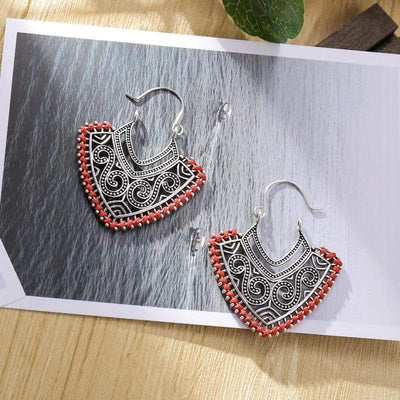WickedAF earrings Orange Ethnic Design Silver Earrings