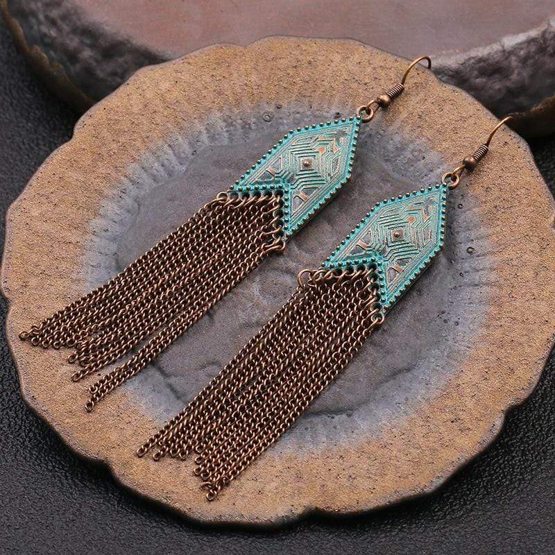 WickedAF Ethnic Arrow Tassel Earrings