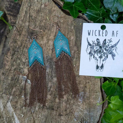 WickedAF Ethnic Arrow Tassel Earrings