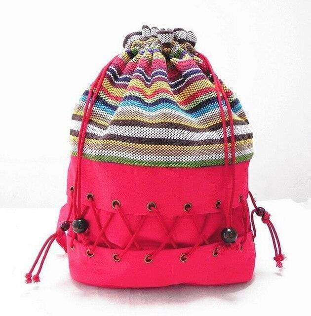 Ethnic Canvas Striped Backpack - wickedafstore