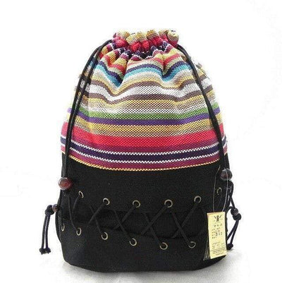 Ethnic Canvas Striped Backpack - wickedafstore