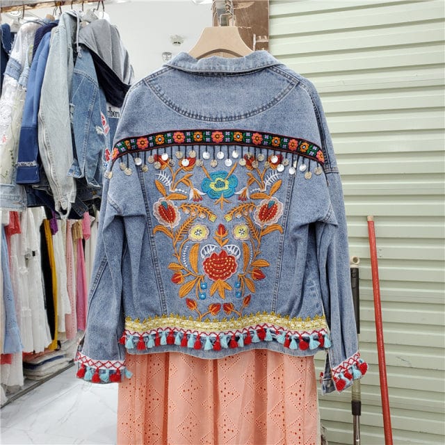 Floral jeans jacket best sale