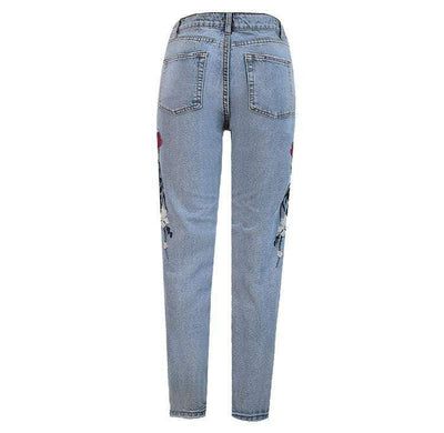 WickedAF Floral Embroidered Boyfriend Jeans