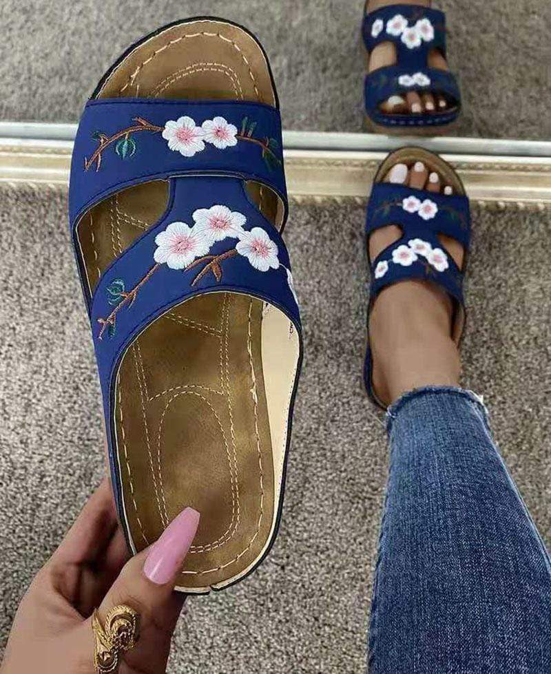 WickedAF Floral Embroidered Slippers