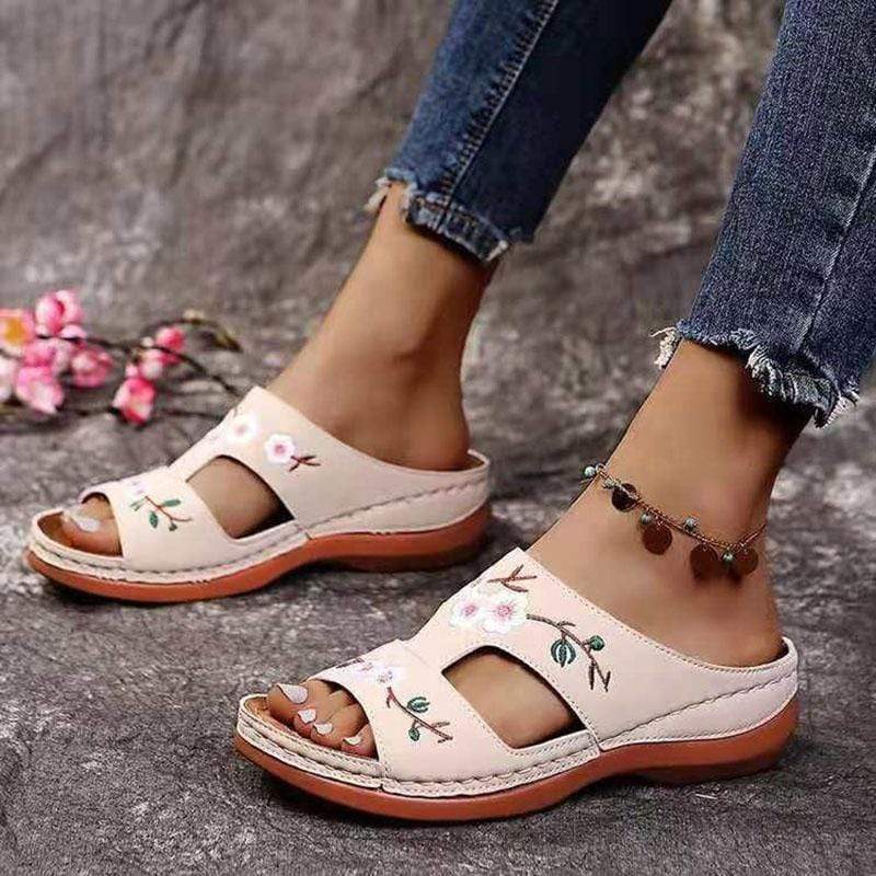 WickedAF Floral Embroidered Slippers